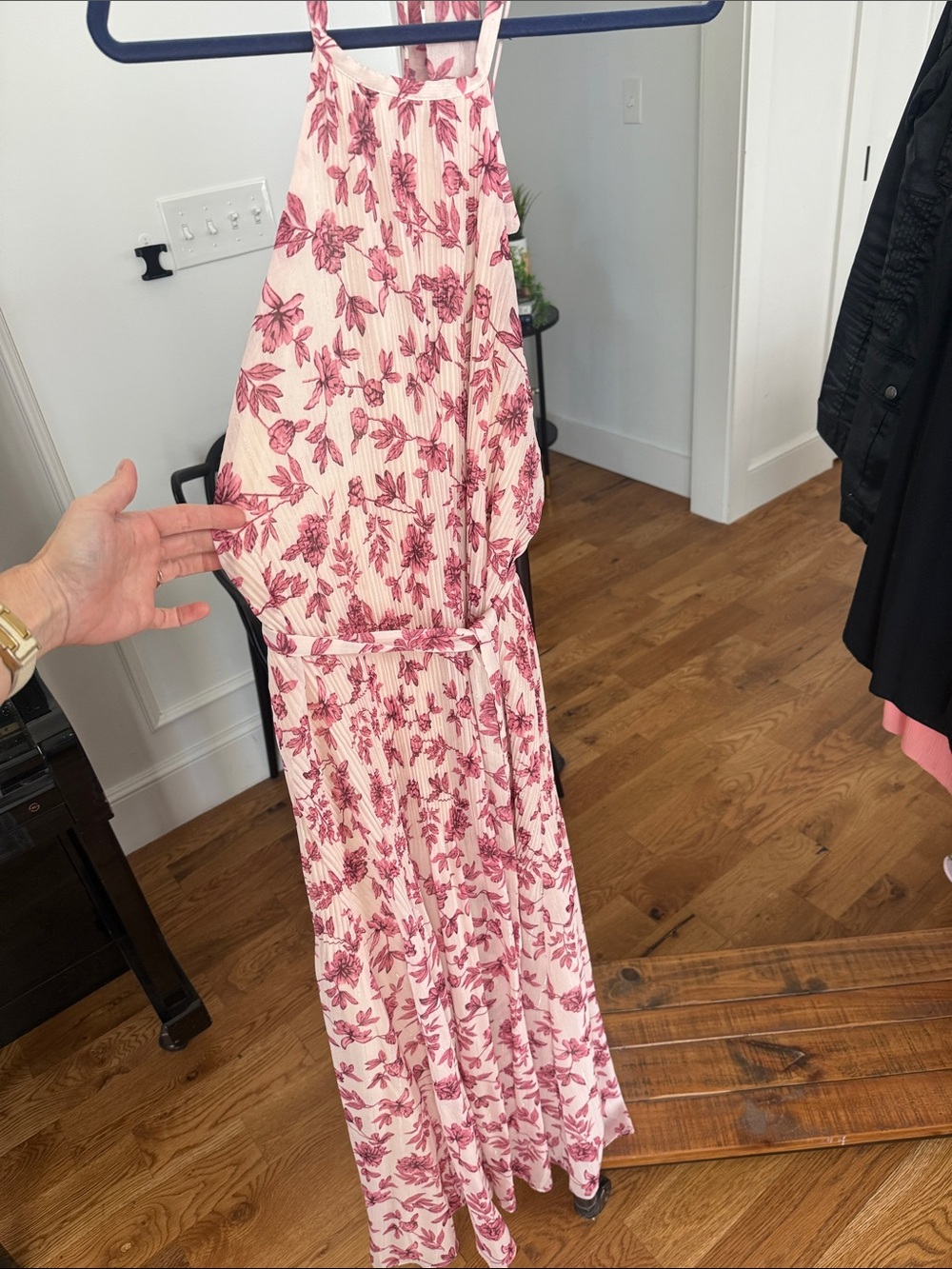 Lulu's Cream Maxi Dress with Pink Floral Print